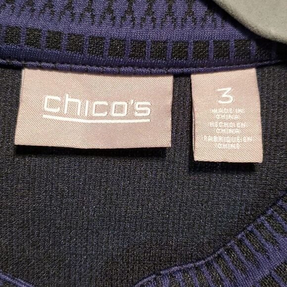 Chico's black and blue geometric zipper front jacket - Picture 4 of 9